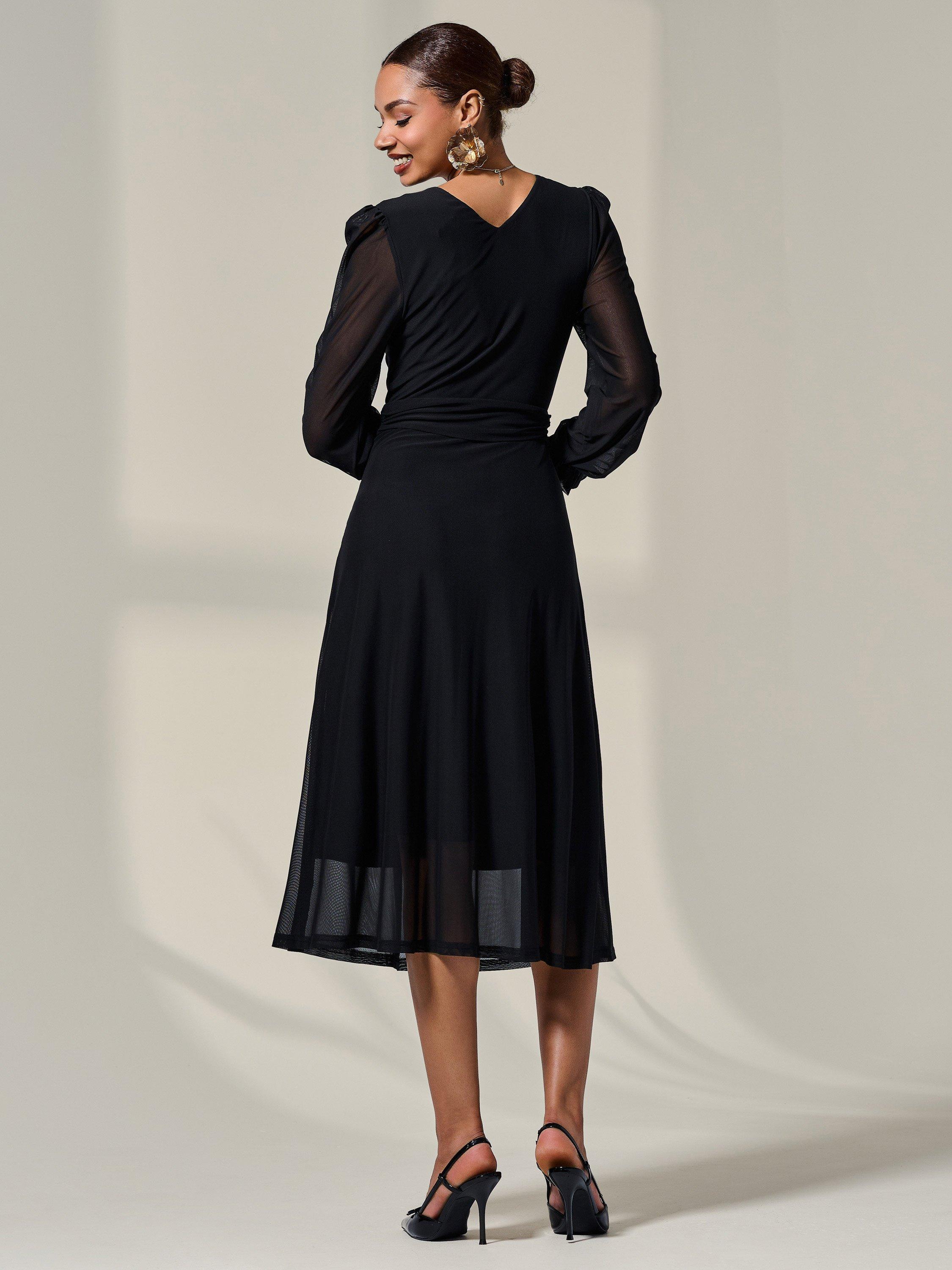 Product image 2 of 6, which shows Jolie Moi Floral Ruffle Sleeve Midaxi Dress, Black, 8