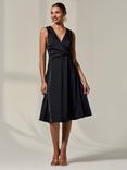 Jolie Moi Waist Detail Midi Dress, Black