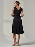 Jolie Moi Waist Detail Midi Dress, Black