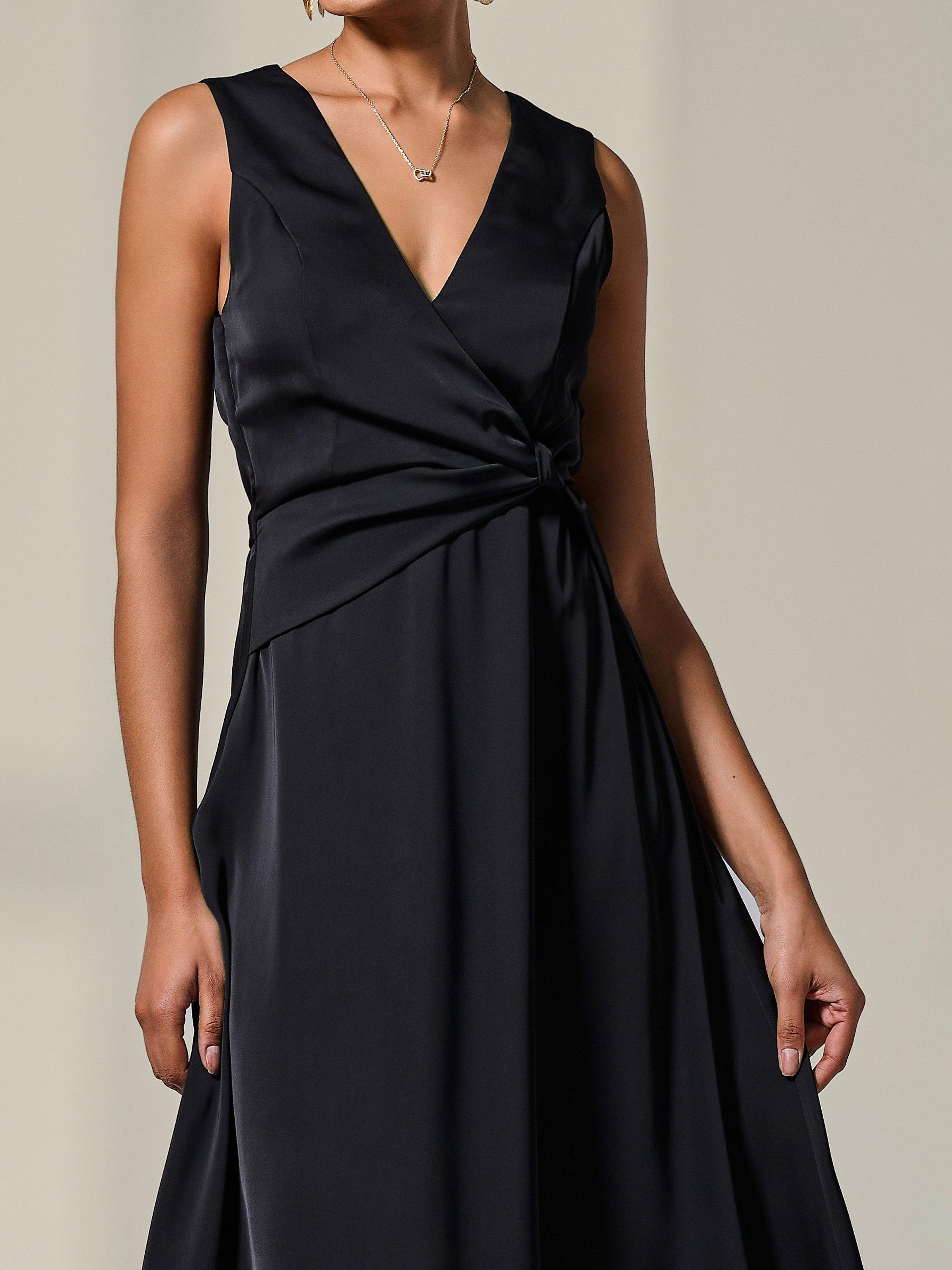 Product image 4 of 6, which shows Jolie Moi Waist Detail Midi Dress, Black, 8