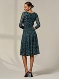 Jolie Moi Geometric Mesh Midi Dress, Green