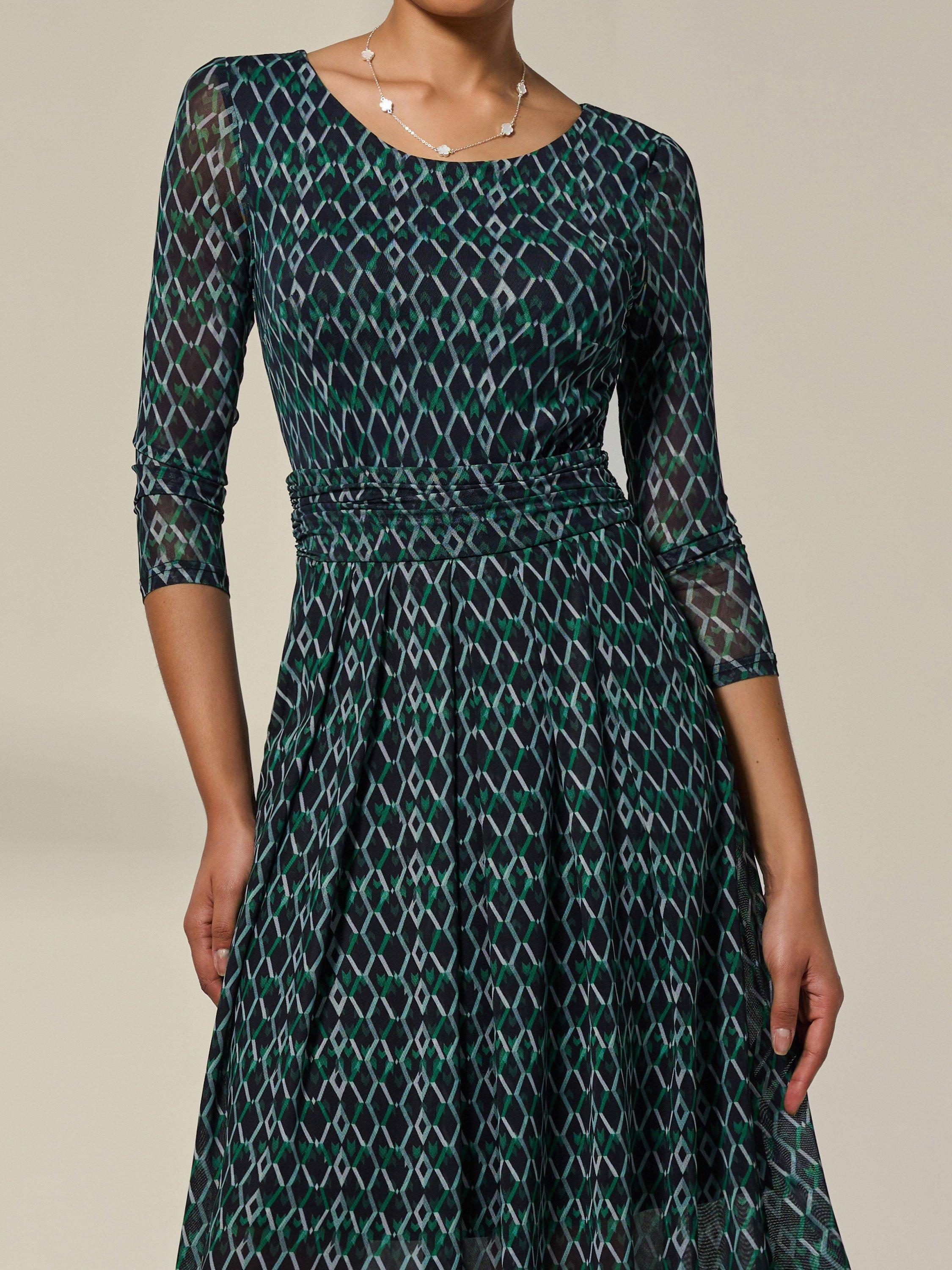 Product image 4 of 6, which shows Jolie Moi Geometric Mesh Midi Dress, Green, 8