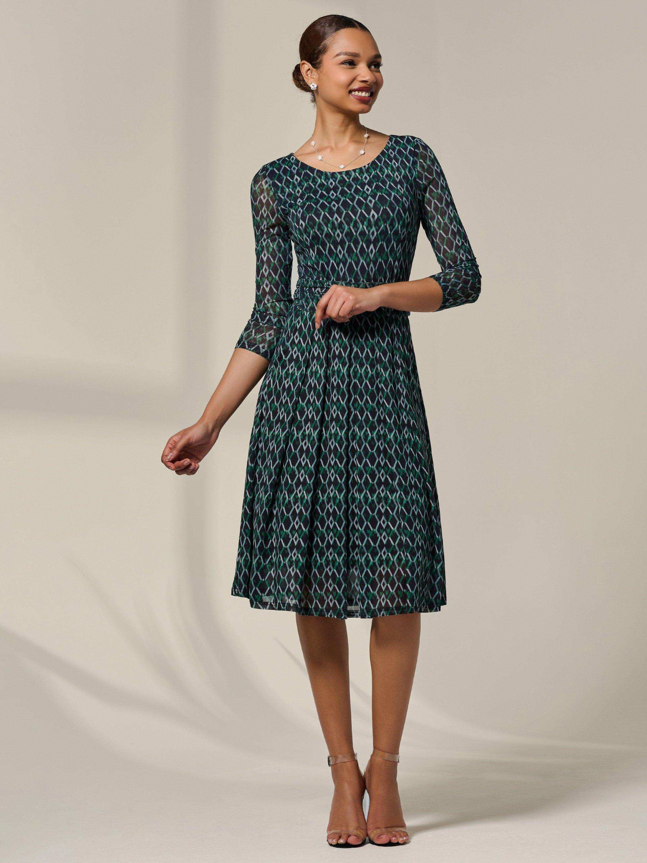 Product image 5 of 6, which shows Jolie Moi Geometric Mesh Midi Dress, Green, 8