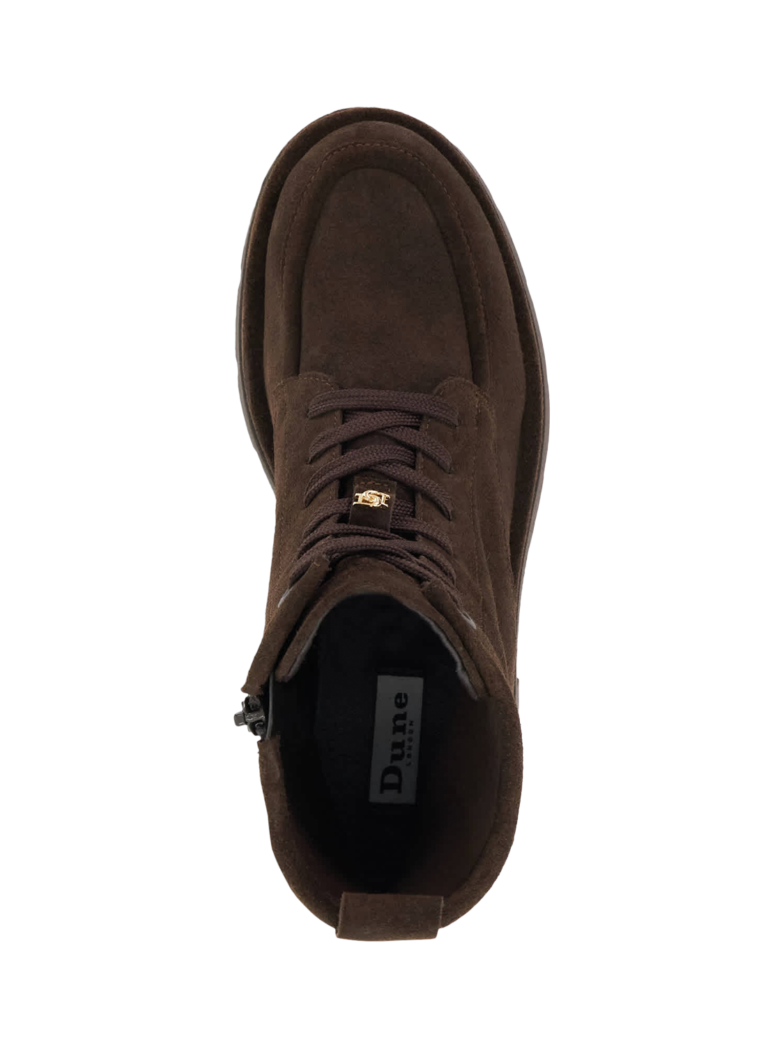 Product image 2 of 5, which shows Dune London Pennington Suede Ankle Boots, Brown, EU36