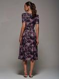Jolie Moi Abstract Ruched Midi Dress, Black/Pink