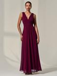 Jolie Moi Sleeveless Chiffon Maxi Dress, Burgundy