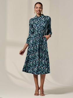 Jolie Moi Floral Shirt Midi Dress, Navy, Navy