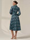 Jolie Moi Floral Shirt Midi Dress, Navy