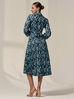 Jolie Moi Floral Shirt Midi Dress, Navy - view 2, Navy