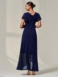 Jolie Moi Wrap Mesh Midi Dress, Navy