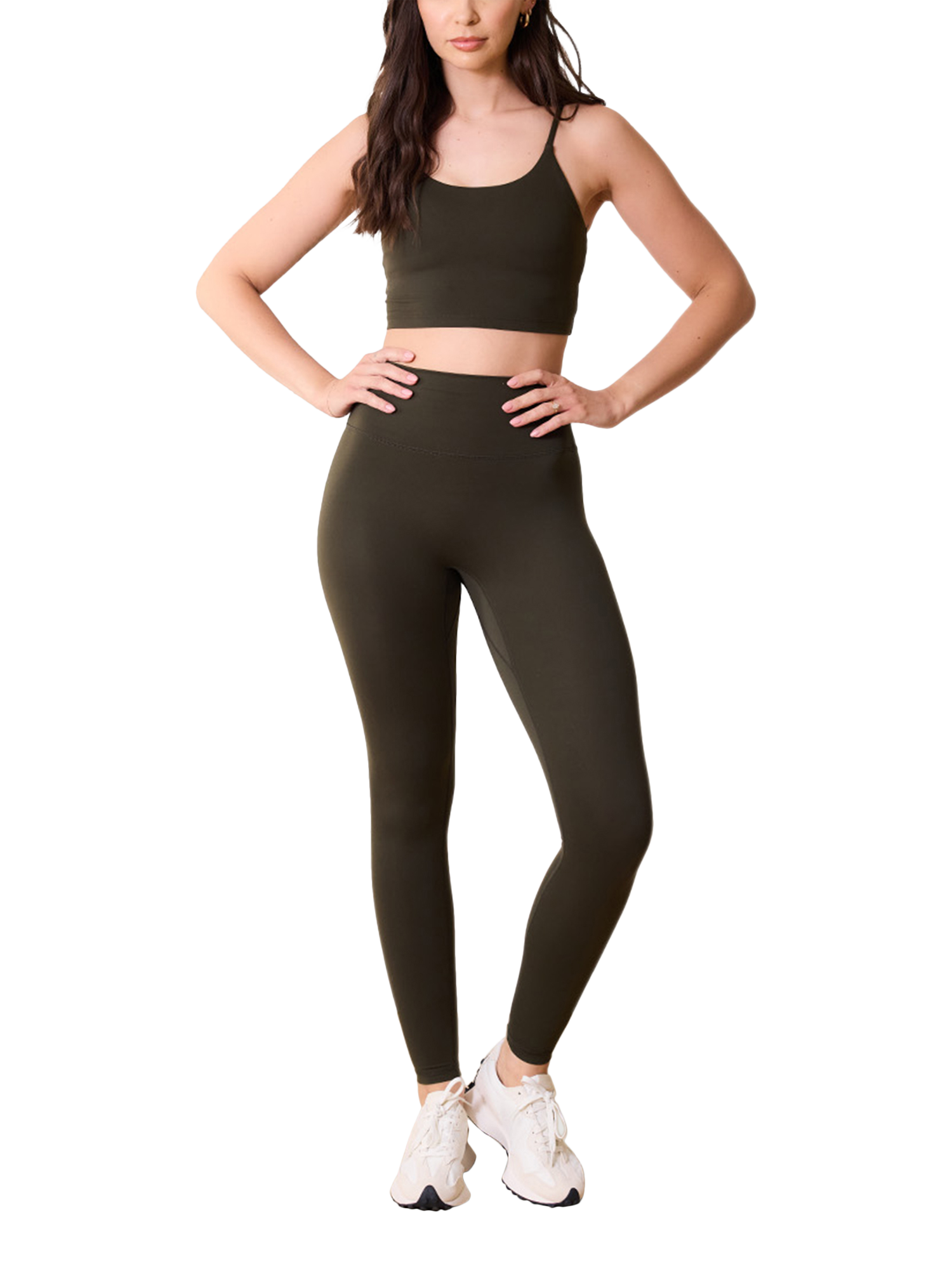 Product image 4 of 7, which shows Lovall Petite 24/7 High Waisted Leggings, Olive, 6