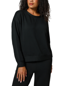 Lovall Luxe Lounge Crew Neck Sweatshirt, Black, Black