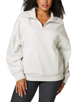 Lovall Overszied 1/4 Zip Sweatshirt, Mid Grey, Mid Grey