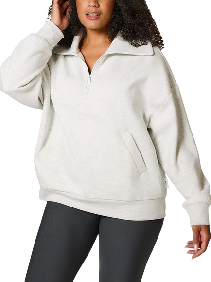 Lovall Overszied 1/4 Zip Sweatshirt, Mid Grey - view 2, Mid Grey