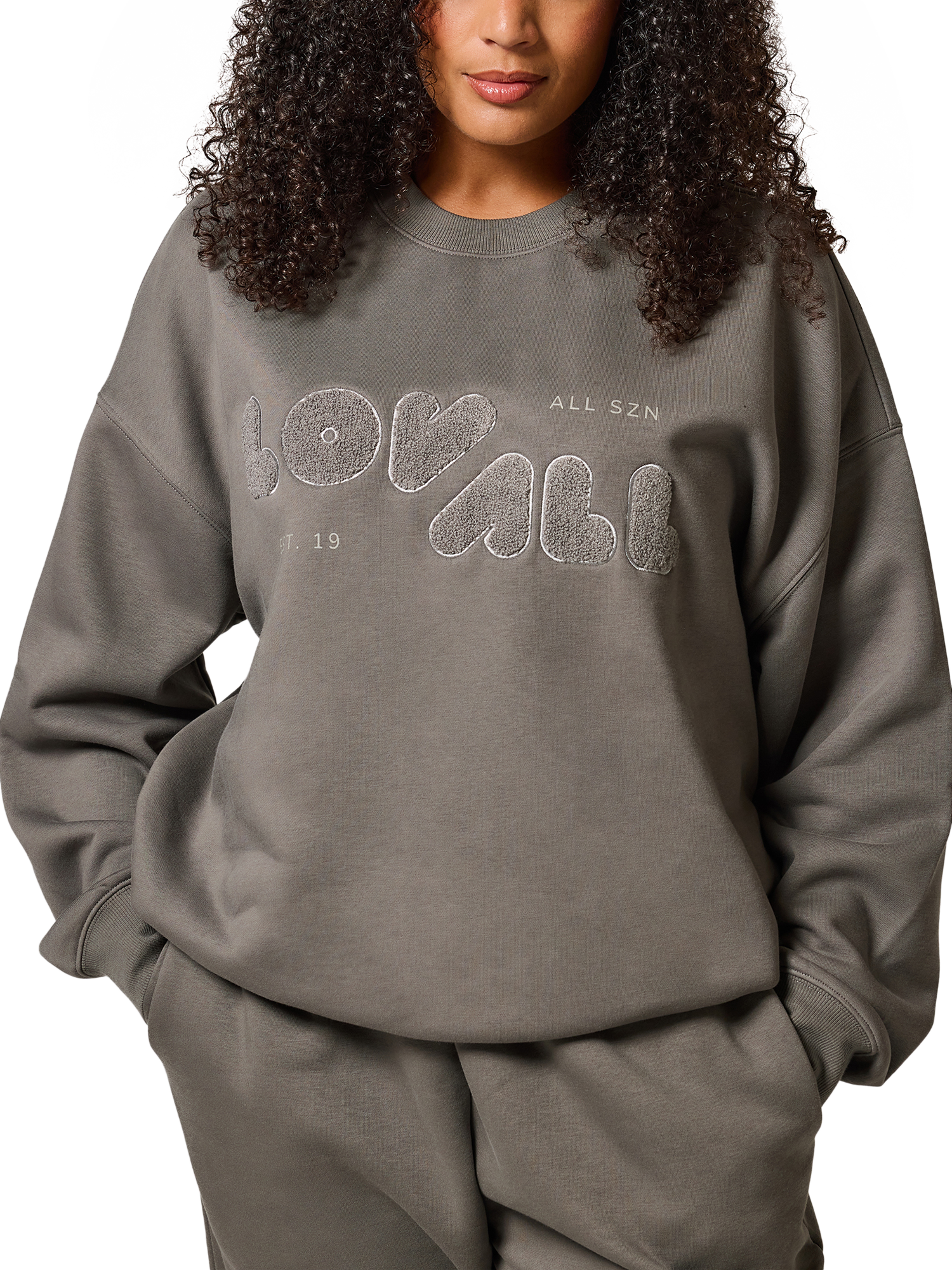 Product image 1 of 4, which shows Lovall Logo Oversized Sweatshirt, Slate Green, 6