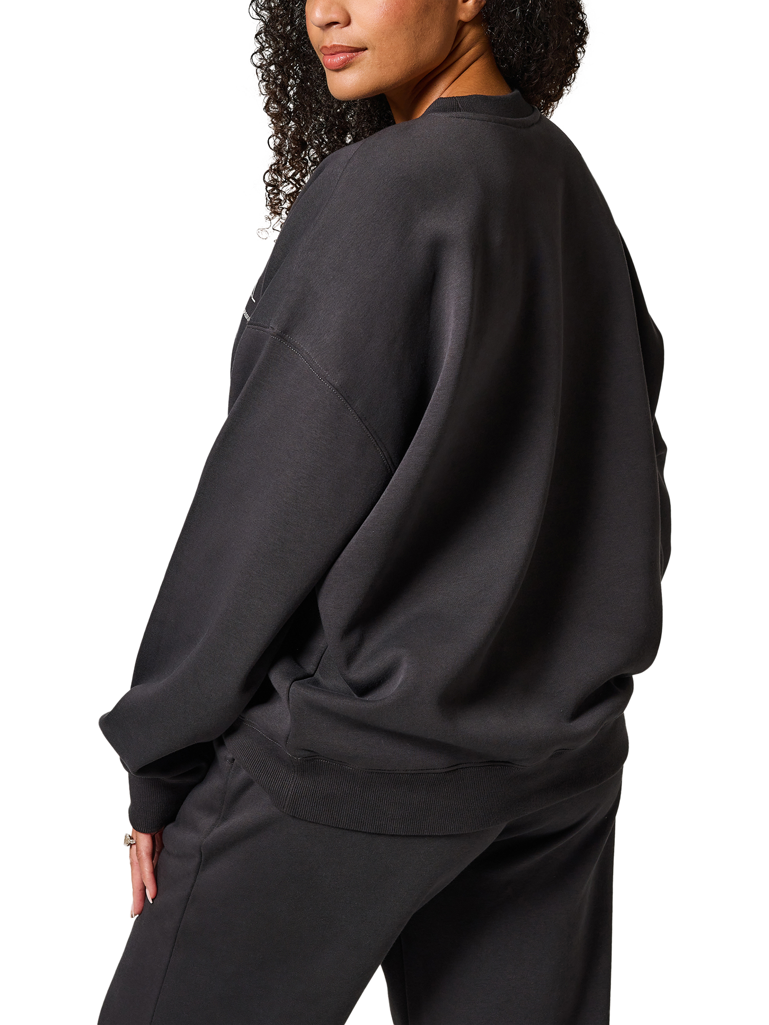 Product image 2 of 4, which shows Lovall Logo Oversized Organic Cotton Rich Sweatshirt, Shadow, 6