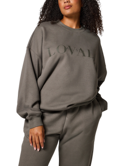 Lovall Logo Oversized Organic Cotton Rich Sweatshirt, Slate Green