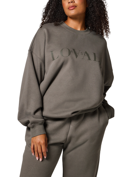 Lovall Logo Oversized Organic Cotton Rich Sweatshirt, Slate Green