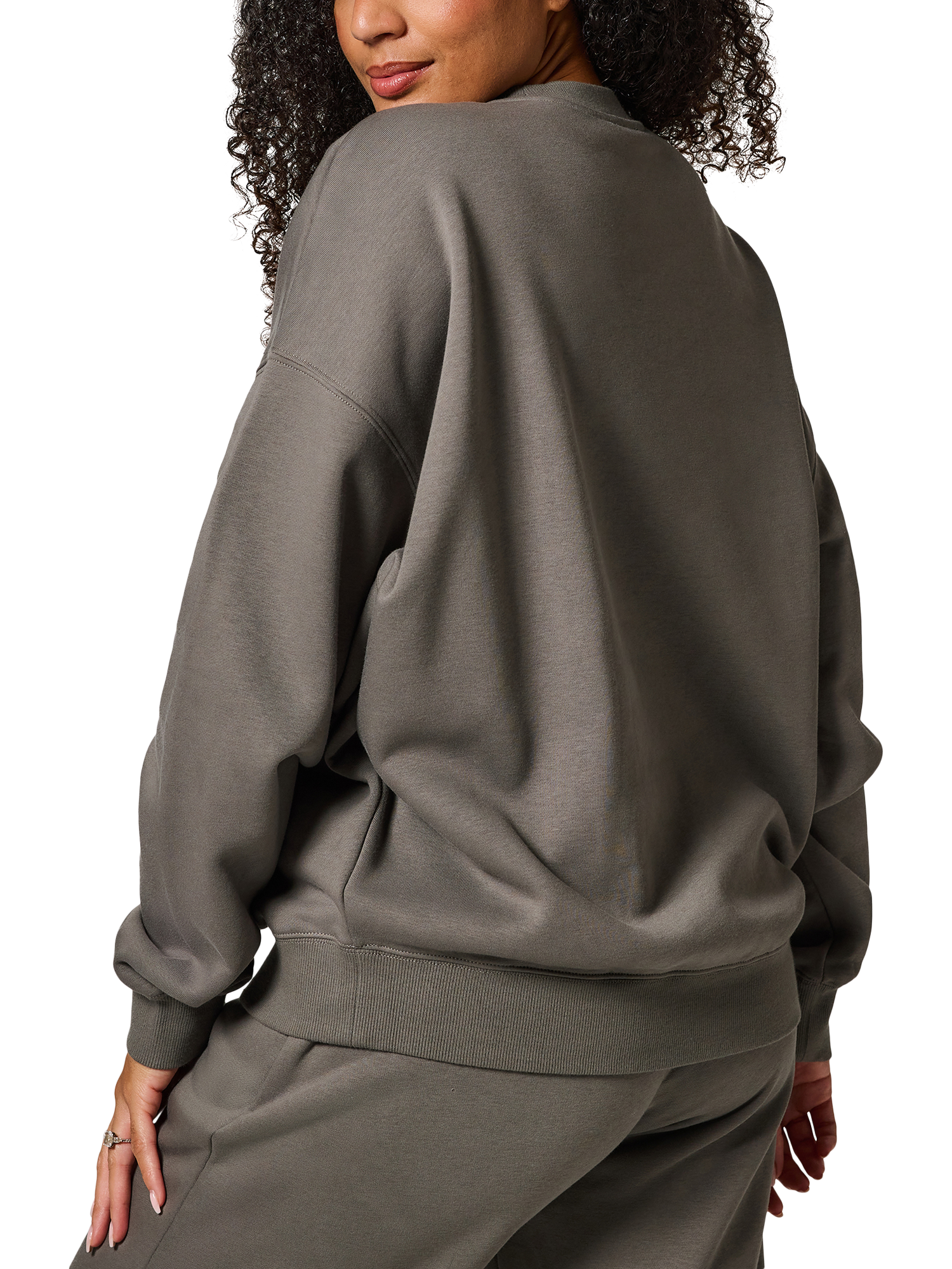 Product image 2 of 4, which shows Lovall Logo Oversized Organic Cotton Rich Sweatshirt, Slate Green, 6