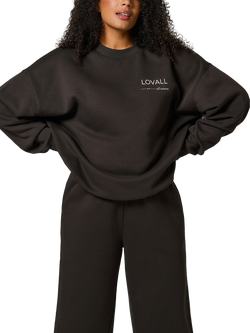 Lovall Logo Oversized Organic Cotton Rich Sweatshirt, Black Coffee