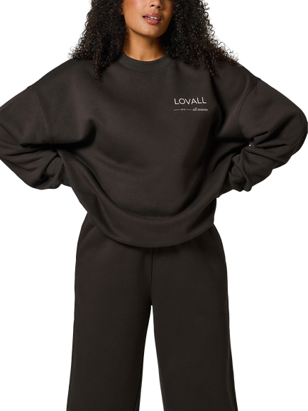 Lovall Logo Oversized Organic Cotton Rich Sweatshirt, Black Coffee