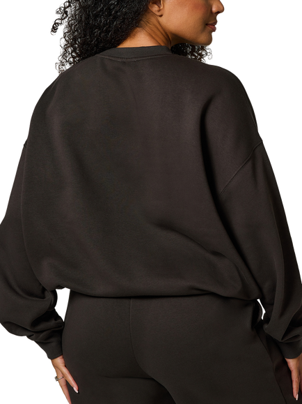 Lovall Logo Oversized Organic Cotton Rich Sweatshirt - view 2, Black Coffee