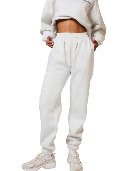 Lovall Petite Fleece Cuffed Joggers, Mid Grey