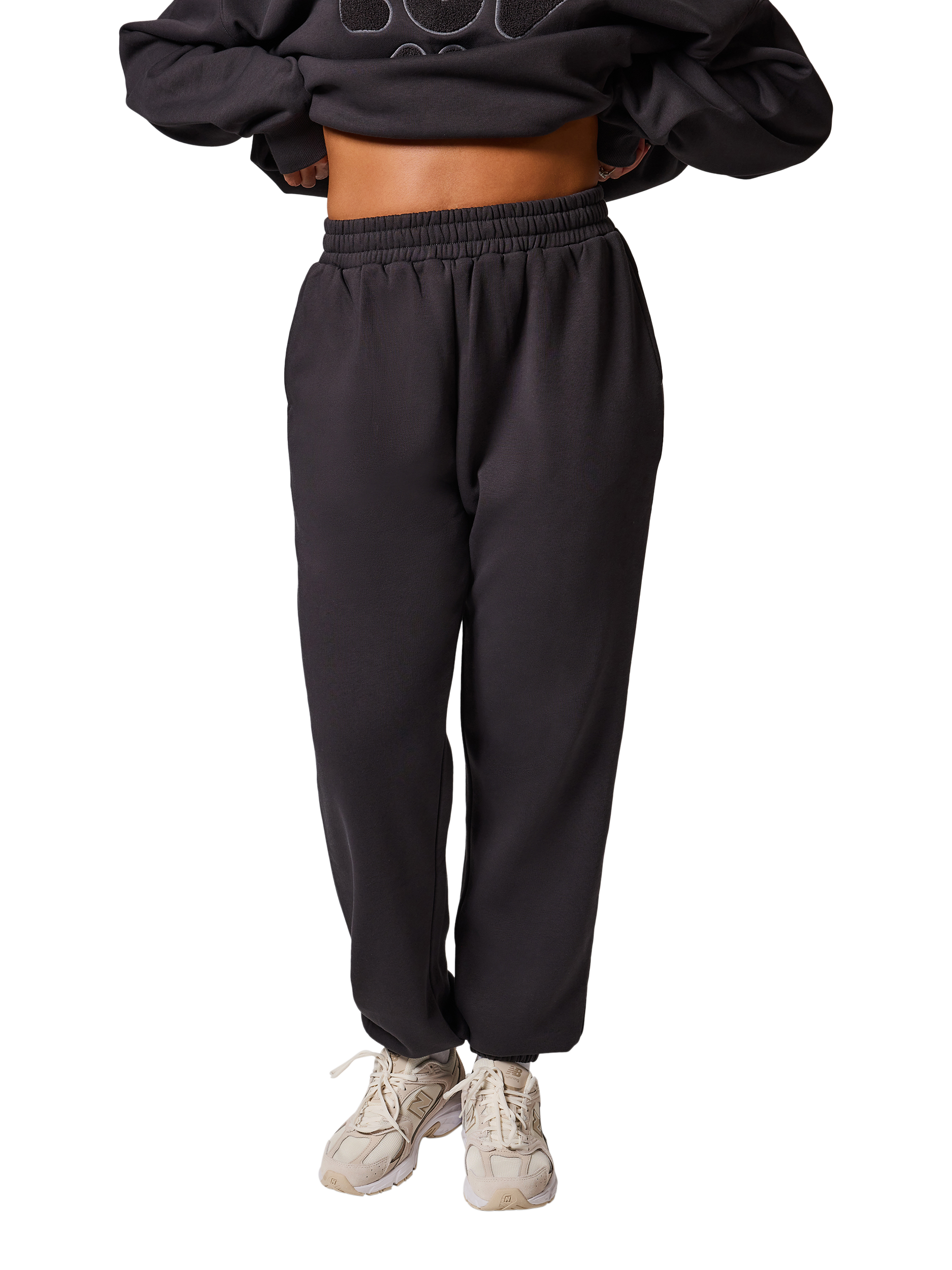 Product image 1 of 4, which shows Lovall Petite Fleece Cuffed Joggers, Shadow, 22