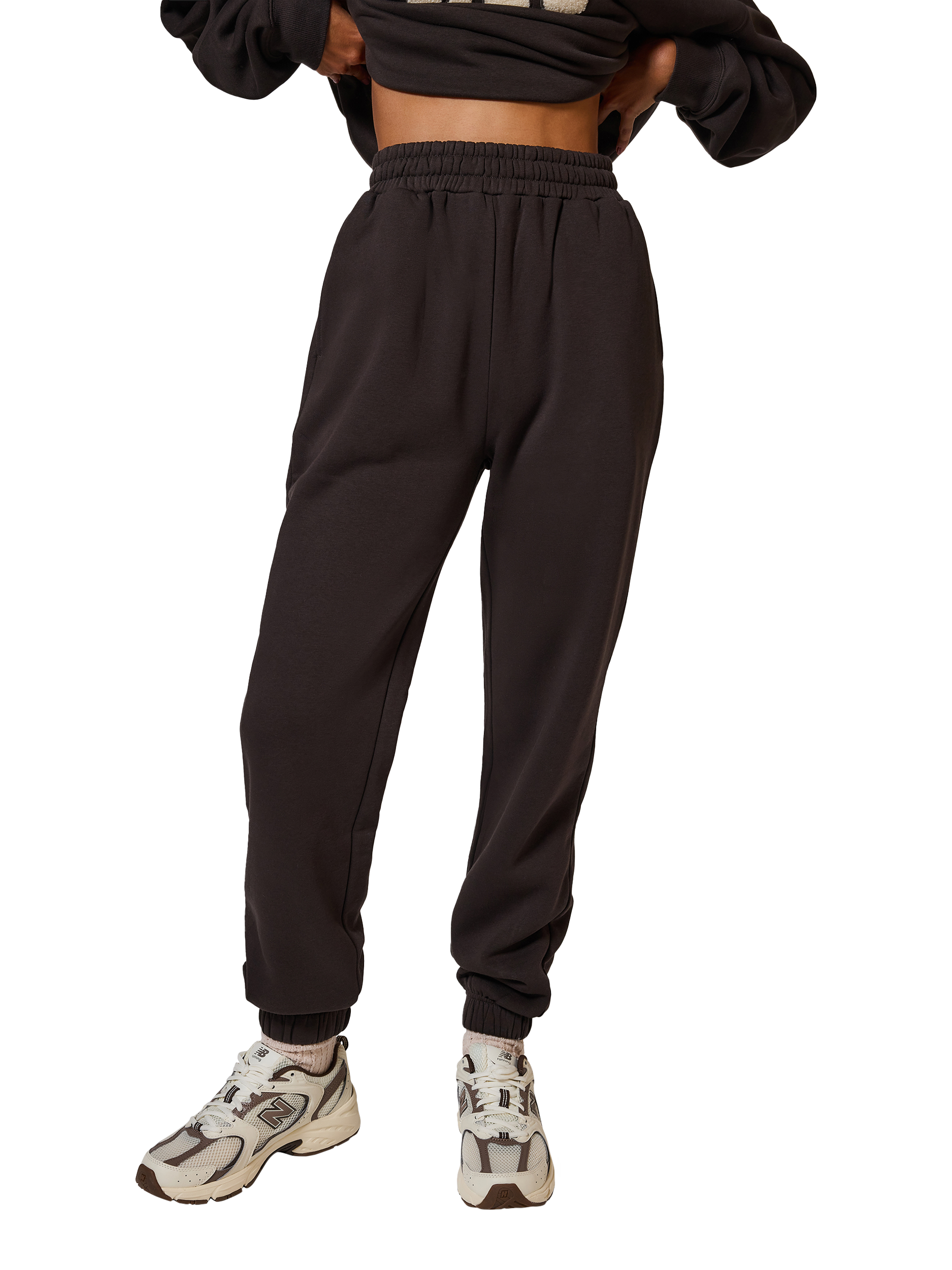 Product image 1 of 5, which shows Lovall Organic Cotton Rich Cuffed Joggers, Mid Brown, 6