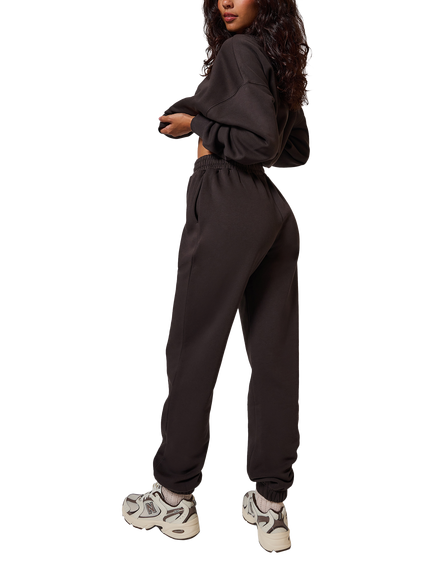 Lovall Organic Cotton Rich Cuffed Joggers, Mid Brown - view 2, Mid Brown