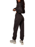 Lovall Petite All SZN Organic Cotton Rich Tapered Joggers, Black Coffee