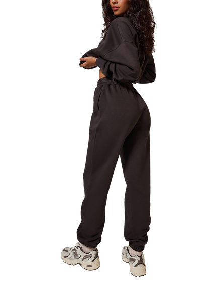 Lovall Petite All SZN Organic Cotton Rich Tapered Joggers, Black Coffee - view 2, Black Coffee