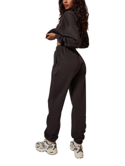 Lovall Tall All SZN Organic Cotton Rich Tapered Joggers, Black Coffee - view 2, Black Coffee