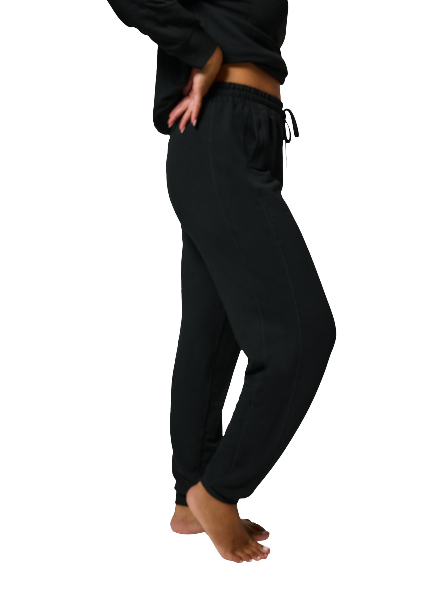 Product image 2 of 5, which shows Lovall Luxe High Waist Lounge Joggers, Black, 6