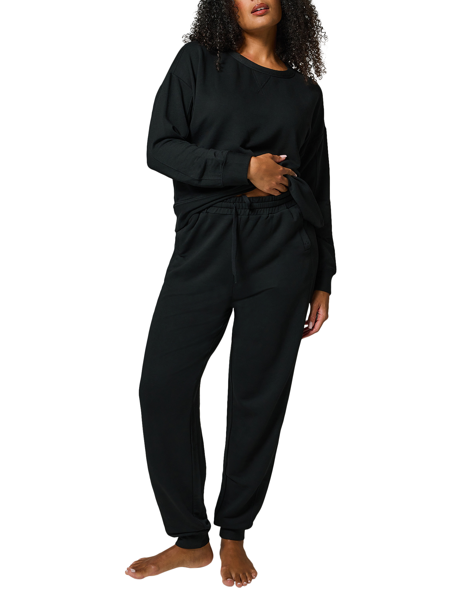 Product image 3 of 5, which shows Lovall Luxe High Waist Lounge Joggers, Black, 6