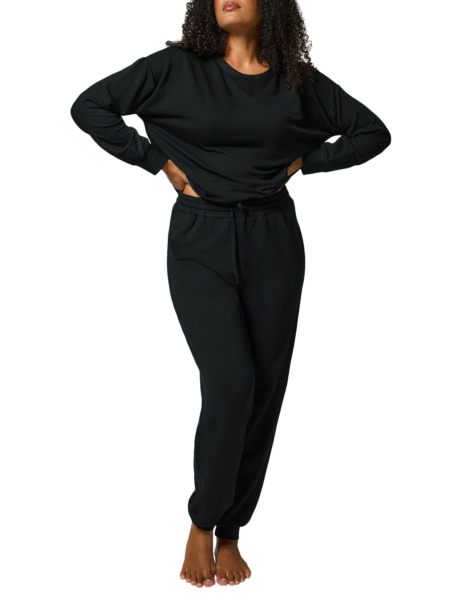Product image 4 of 5, which shows Lovall Luxe High Waist Lounge Joggers, Black, 6