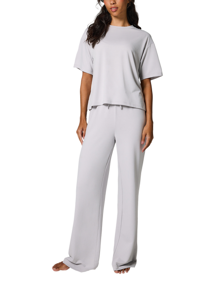 Lovall Petite Soft Touch Wide Leg Lounge Set, Light Grey, Light Grey