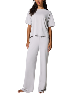 Lovall Tall Soft Touch Wide Leg Lounge Set, Light Grey, Light Grey