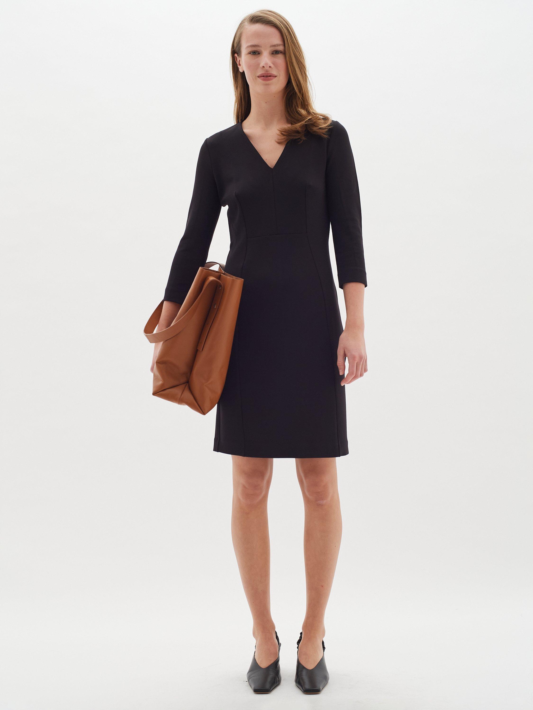 Product image 1 of 5, which shows InWear Pannie Ruched V-Neck Dress, Black, XS