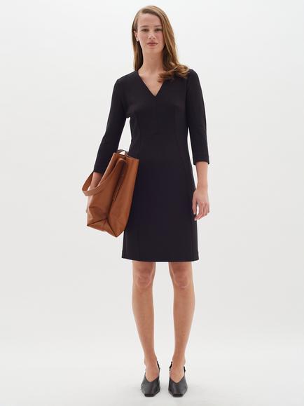 InWear Pannie Ruched V-Neck Dress, Black, Black
