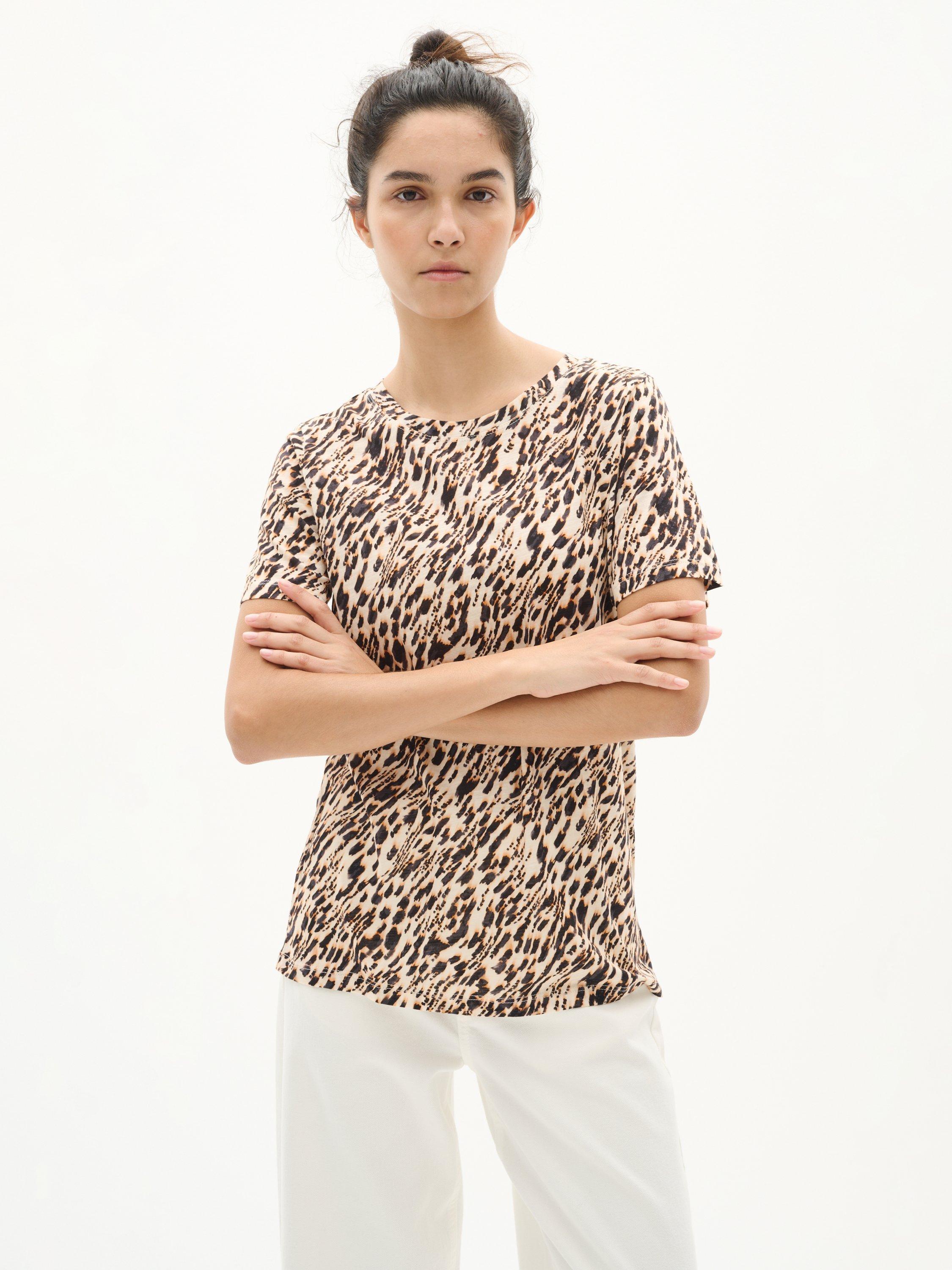 Product image 1 of 6, which shows InWear Alma Animal Print Cotton Blend T-Shirt, Multi, XS