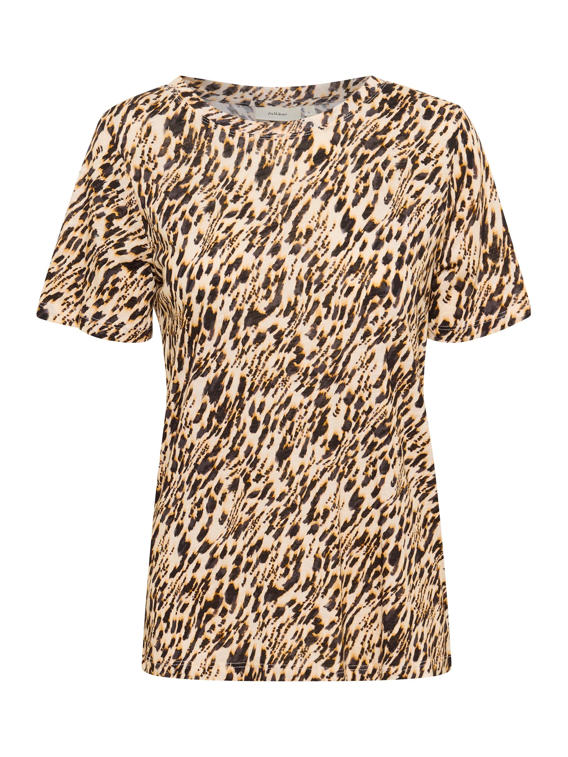 Product image 5 of 6, which shows InWear Alma Animal Print Cotton Blend T-Shirt, Multi, XS