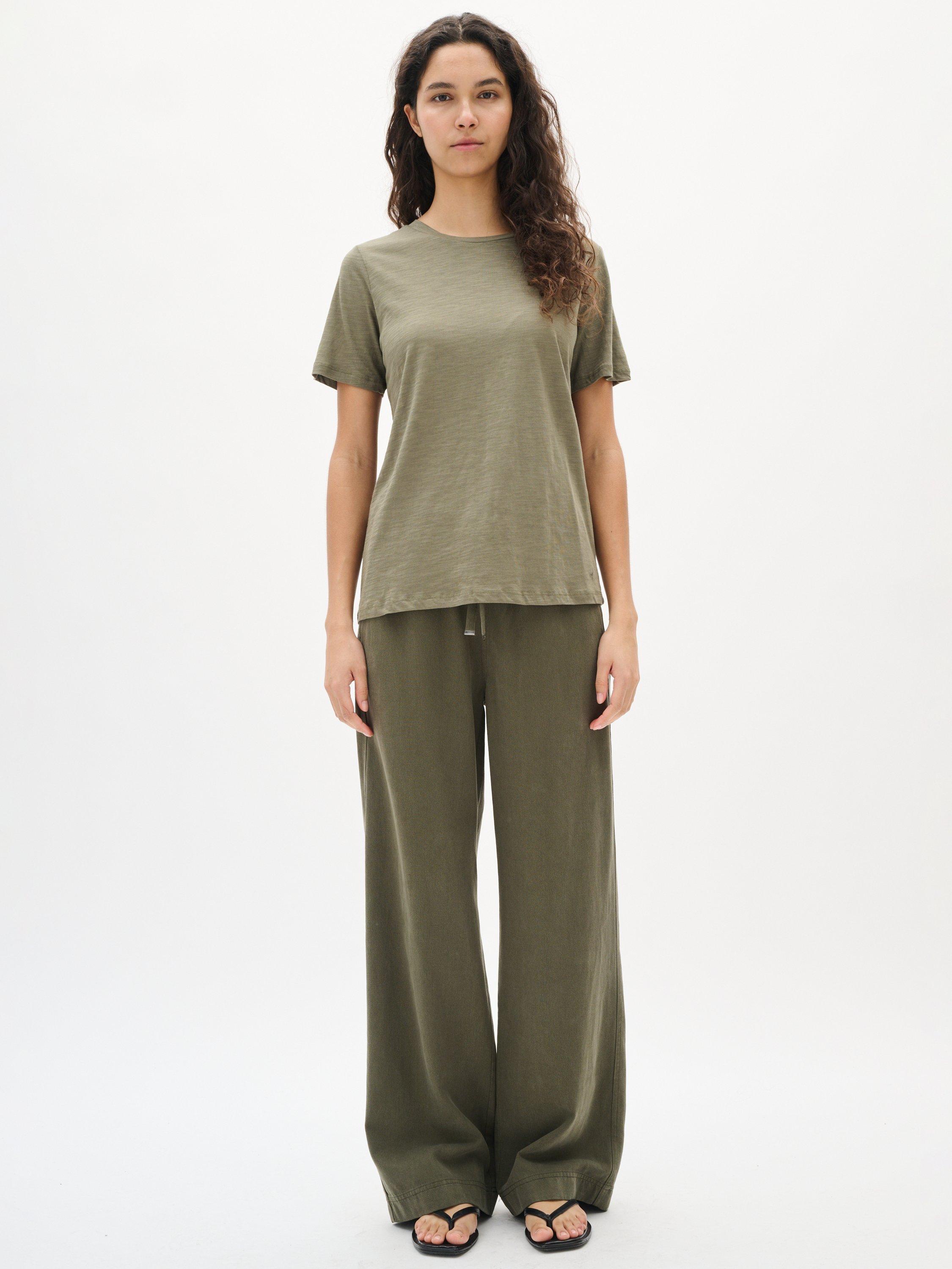 Product image 3 of 6, which shows InWear Alma Plain T-Shirt, Dusty Olive, XS