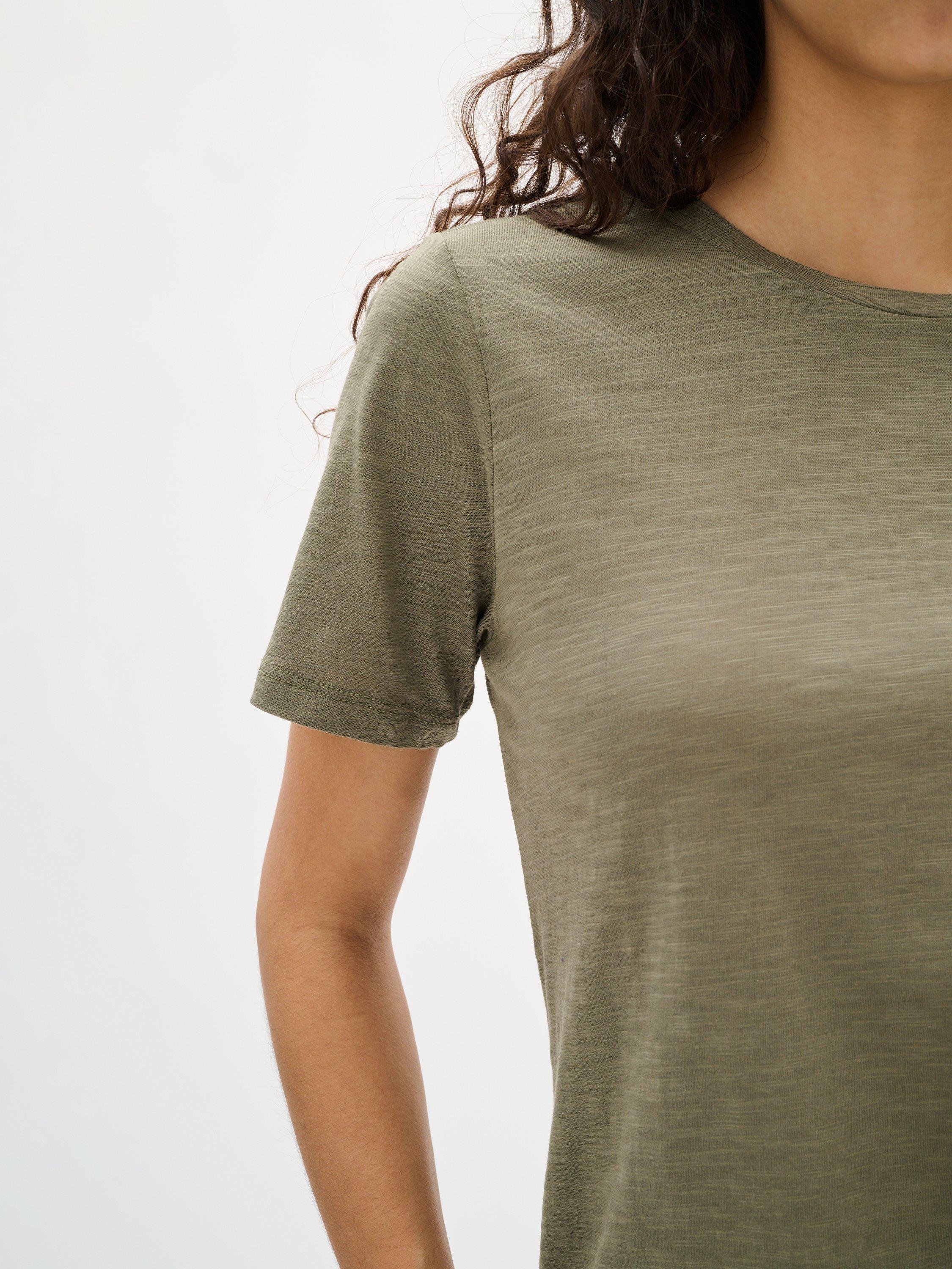 Product image 4 of 6, which shows InWear Alma Plain T-Shirt, Dusty Olive, XS