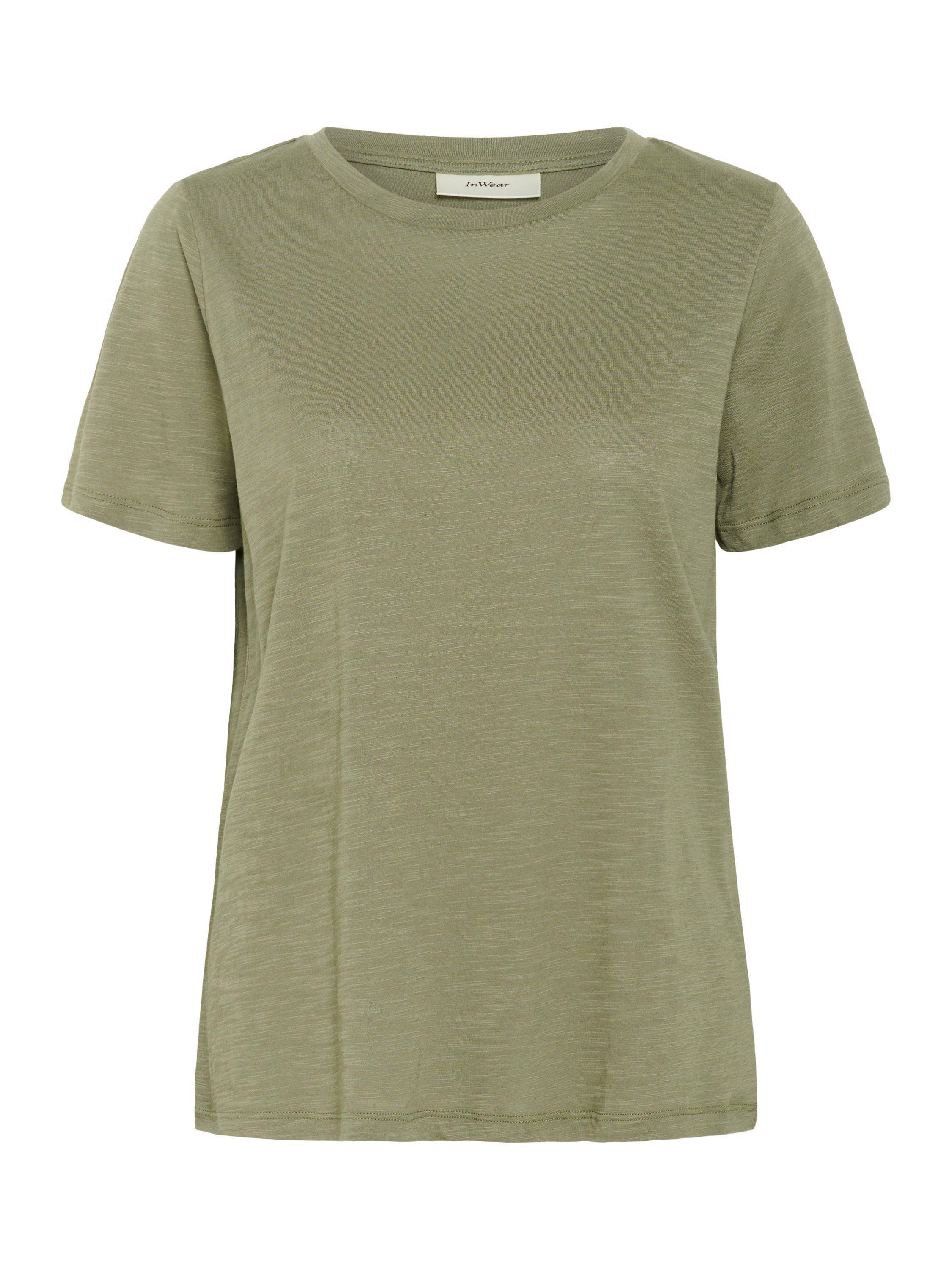 Product image 5 of 6, which shows InWear Alma Plain T-Shirt, Dusty Olive, XS