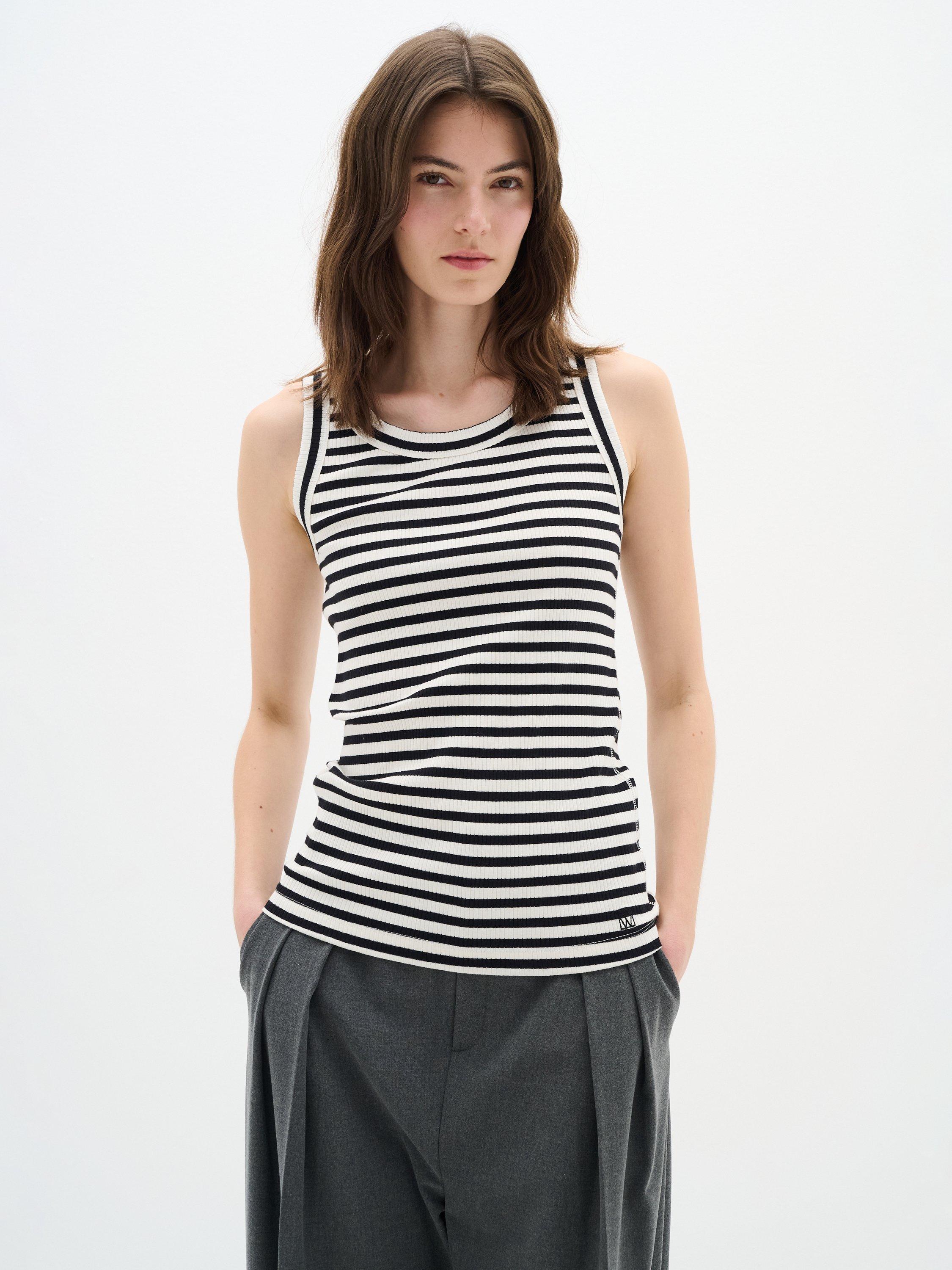 Product image 1 of 6, which shows InWear Dagna Stripe Vest Top, White/Multi, XS