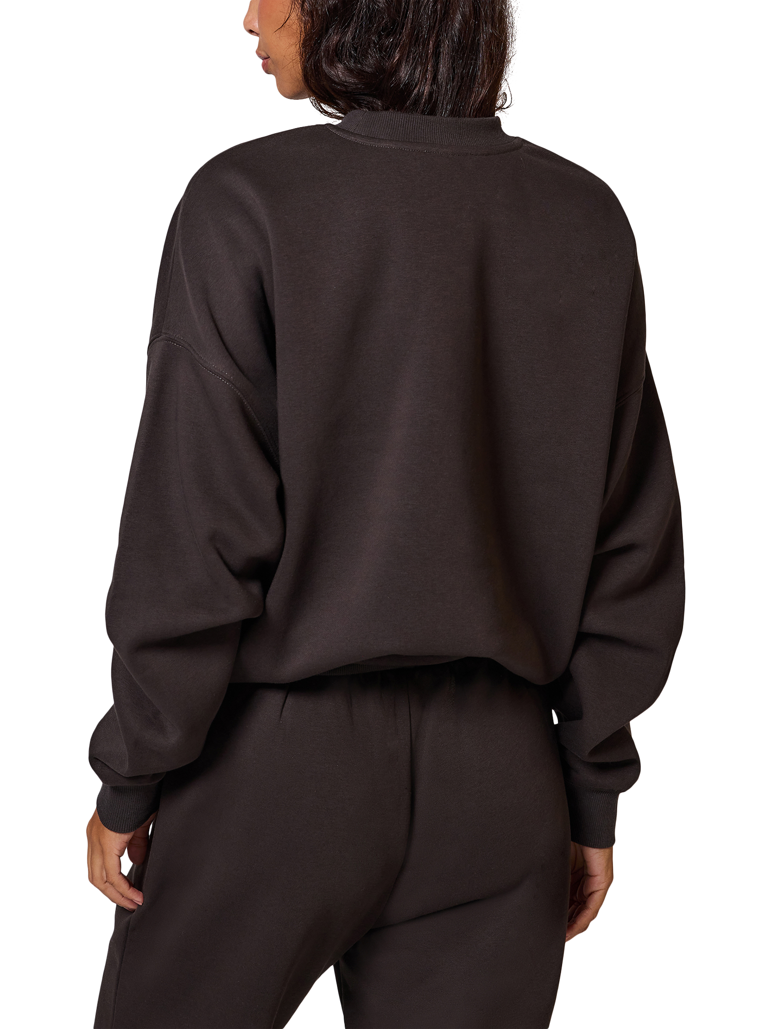 Product image 2 of 5, which shows Lovall Logo Oversized Organic Cotton Rich Sweatshirt, Black Coffee, 6