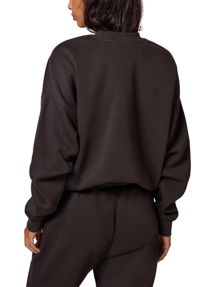 Lovall Logo Oversized Organic Cotton Rich Sweatshirt - view 2, Black Coffee
