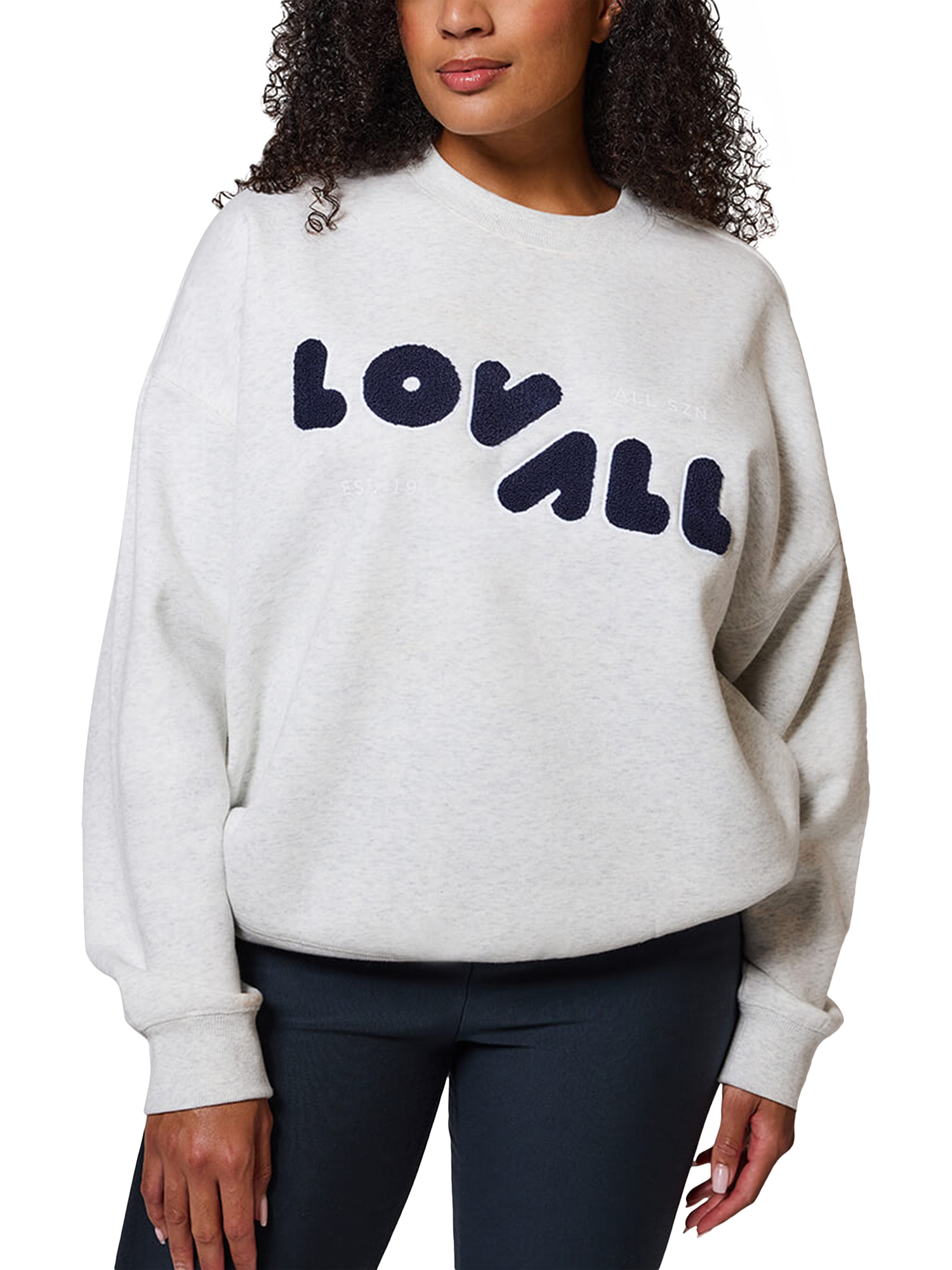 Product image 4 of 5, which shows Lovall Logo Oversized Sweatshirt, Light Grey Marl, 6