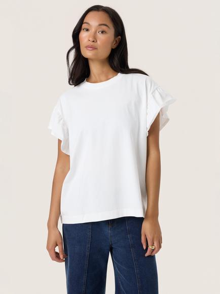Soaked In Luxury Jina Flared Sleeve Cotton T-Shirt, Broken White, Broken White